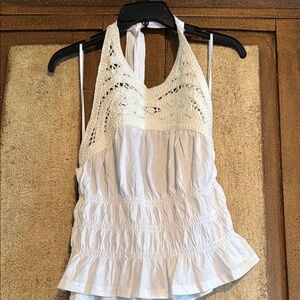 NWT White Crochet Halter Top